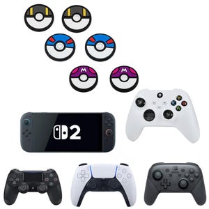 Crazy Diy - 6x Pokemon Thumb Grips 3D Pokeball XBOX ONE 360 Controller Caps