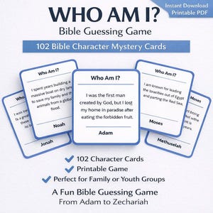 Bible Who Am I Game — 102 Scripture Flashcards for Kids