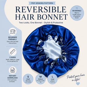 Reversible Hair Bonnet Sewing Pattern | PDF Digital Download | Beginner-Friendly Pattern | Small, Medium & Large Sizes