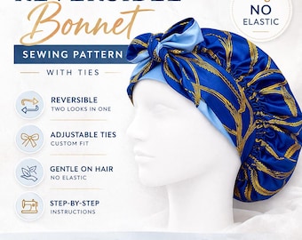 Reversible Bonnet with Ties | Pattern - No Elastic | Kambel Creations