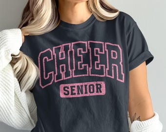 Comfort Colors® Varsity Block Letter Cheer Senior Gift Tee for Class of 2026 Graduation and Senior Night