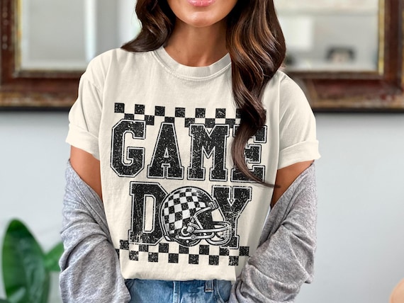 Retro Game Day Checkered Tee: Football Mom Outfit, School Spirit Shirt