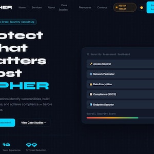 Cybersecurity Consulting Website Template | Webflow | Dark Professional | vCISO Security Firm No-Code