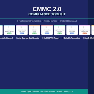 CMMC 2.0 Compliance Toolkit | 9er-Vorlagen-Bundle | Gap-Methode, SSP, POA&M, Checkliste | Verteidigungsunternehmen Cybersicherheit