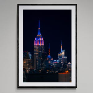 Empire State Building Knicks Colors Night Photography | NYC Skyline Fine Art Print