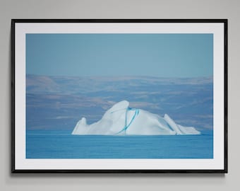 Greenland Iceberg with Blue Stripe Print: Arctic Seascape Photography