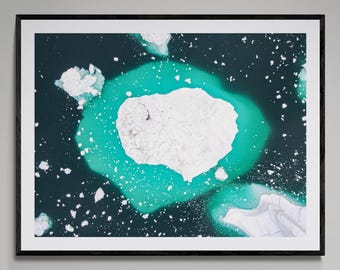 Aerial Iceberg Photography Print: Arctic Greenland Coastal Wall Art