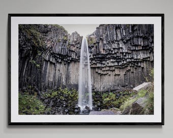 Svartifoss Waterfall Iceland Print: Basalt Column Nordic Landscape