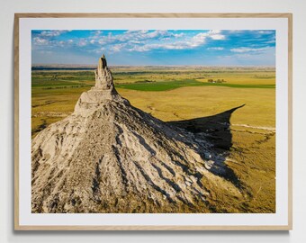 Chimney Rock Nebraska Print: Aerial Western Prairie Landscape Photography