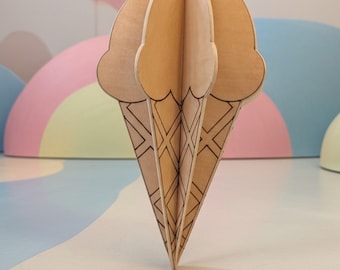 Wood Ice Cream 3D Puzzle SVG: Summer Party Decor (Digital Download)