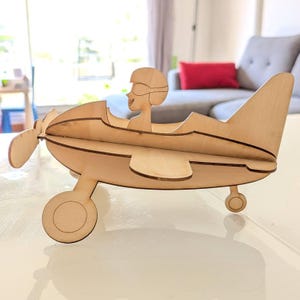 Fichiers SVG avion en bois cadeau de chambre pour pilote décoration décoration de chambre d'enfant peinture artisanat anniversaire kit fichiers découpés au laser Cricut Glowforge