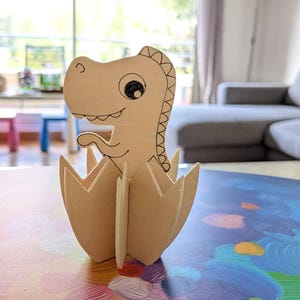 Wood Dinosaur Puzzle SVG Files Baby Shower Room Decoration Girl Boy Decor Nursery Kids Paint Kit Drawing Craft T-Rex Puzzle Laser Cut Files