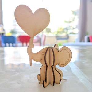 Olifant familie puzzel hout SVG-bestanden hart baby shower decoratie kinderkamer schattig decor liefde familienamen verf kit lasergesneden bestanden