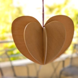 Archivos de rompecabezas 3D de corazón para cortador láser, adornos de madera con forma de corazón, archivos SVG de Glowforge para Cricut