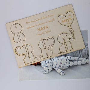 Faire-part de naissance bébé éléphant fichiers SVG, félicitations pour la carte de naissance pour bébé fille garçon nouveau-né, carte découpée au laser, fichiers Glowforge