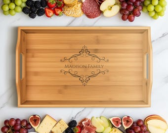 Personalized Family Name Cutting Board, Custom Engraved Wedding Gift, Housewarming Kitchen Accessory