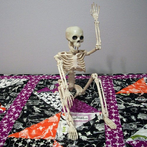 Shops Halloween Table Runner Quilted Skeletons Skull and Crossbones Black Orange Purple FREE US Shipping Quiltsy Handmade