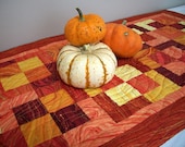 Fall Table Runner Topper Nature Sunset Metallic Gold Yellow Orange Rust Quilt Quilted Gold Quiltsy Handmade FREE U.S. Shipping Autumn