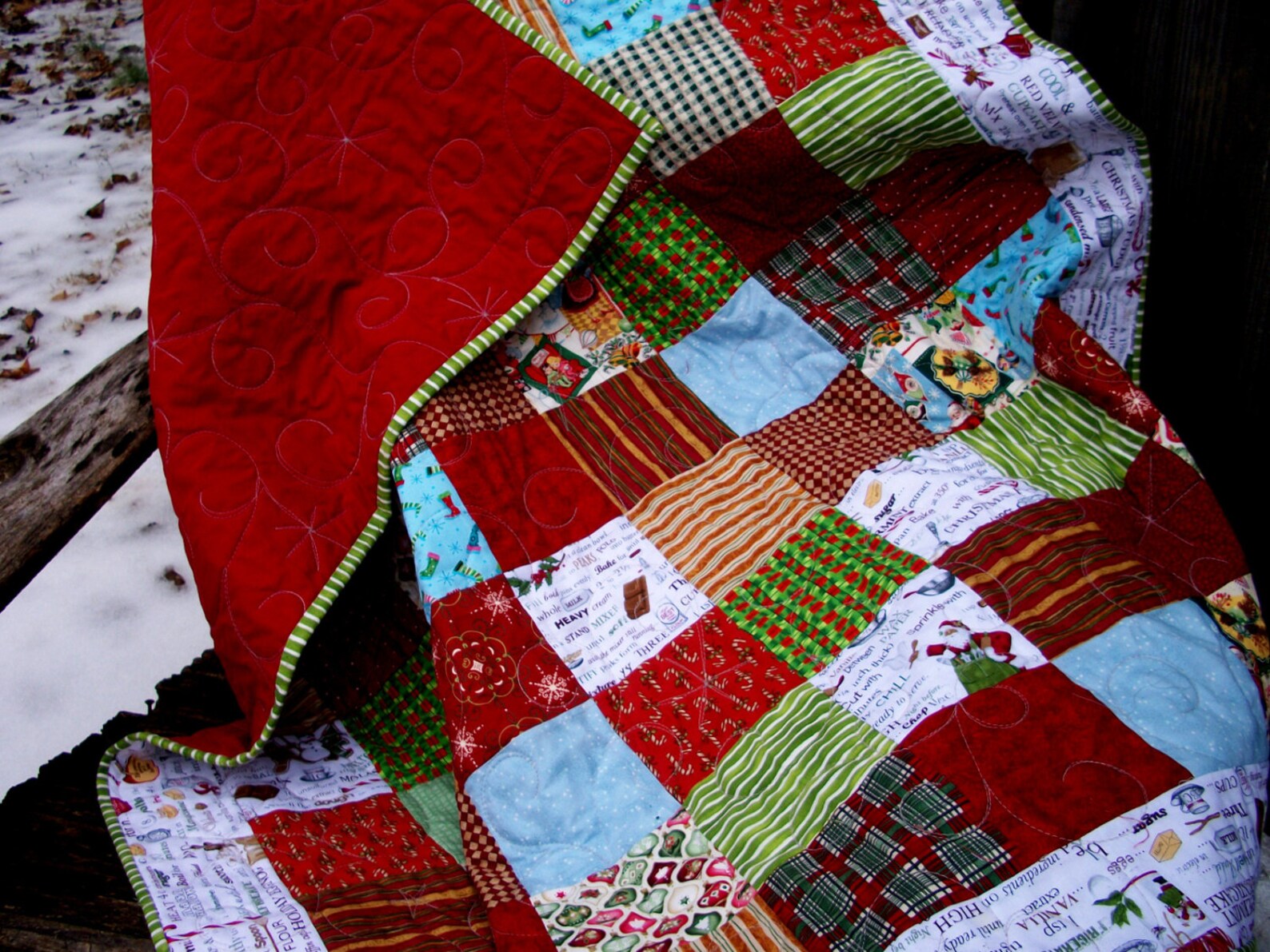 Christmas Lap Quilt Christmas Baking Theme Quilted Winter Quiltsy