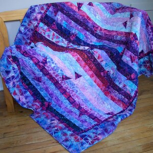 Purple Batik Quilt Lap Throw Wall Hanging Tumbling Triangles - Etsy