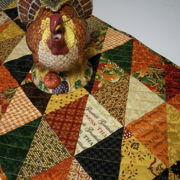 Thanksgiving Table Runner Fall Autumn Give Thanks Handmade Quilted Triangles