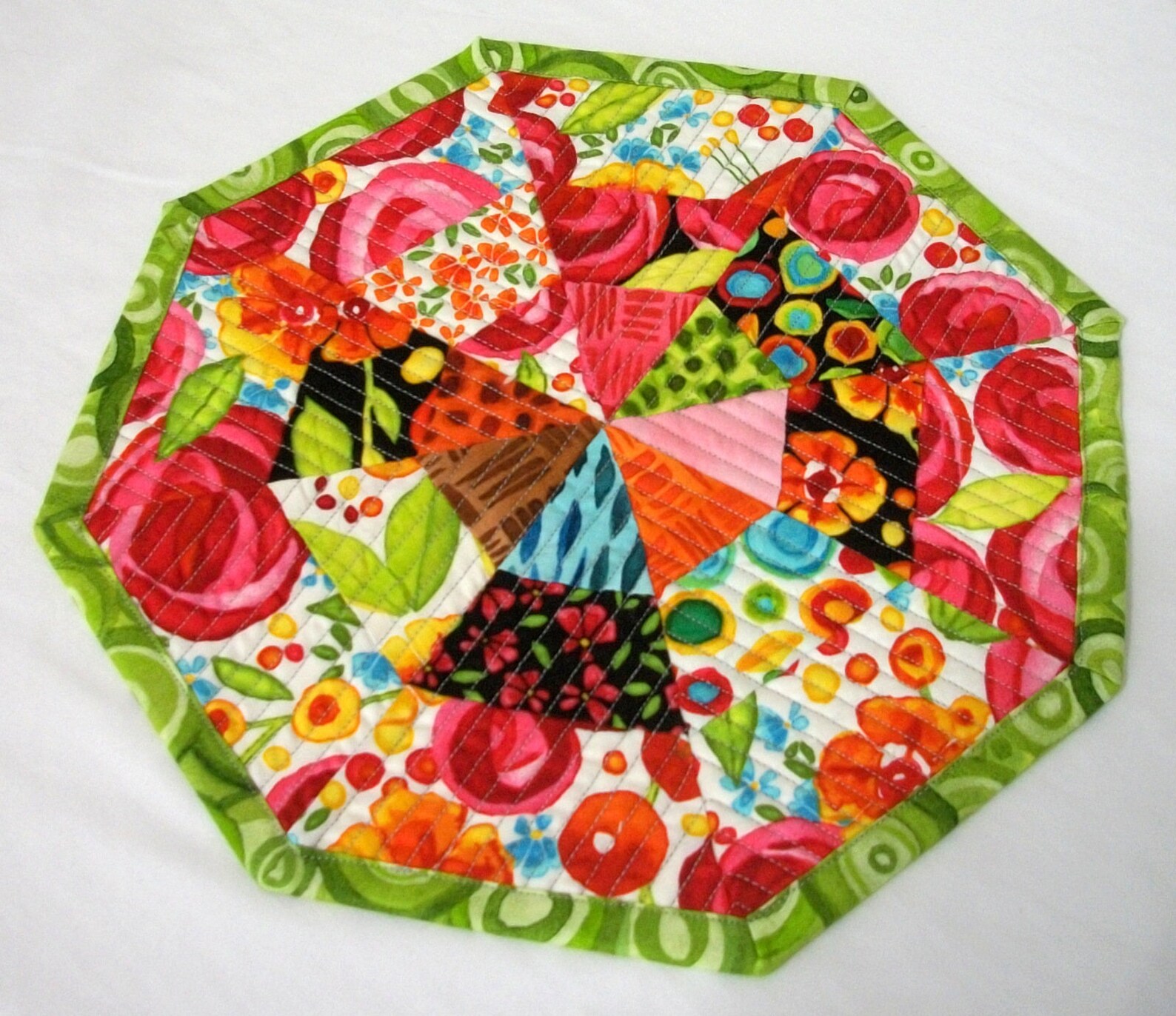 Flowers Mug Rug Coaster Quilted Quiltsy Handmade FREE U.S. Etsy