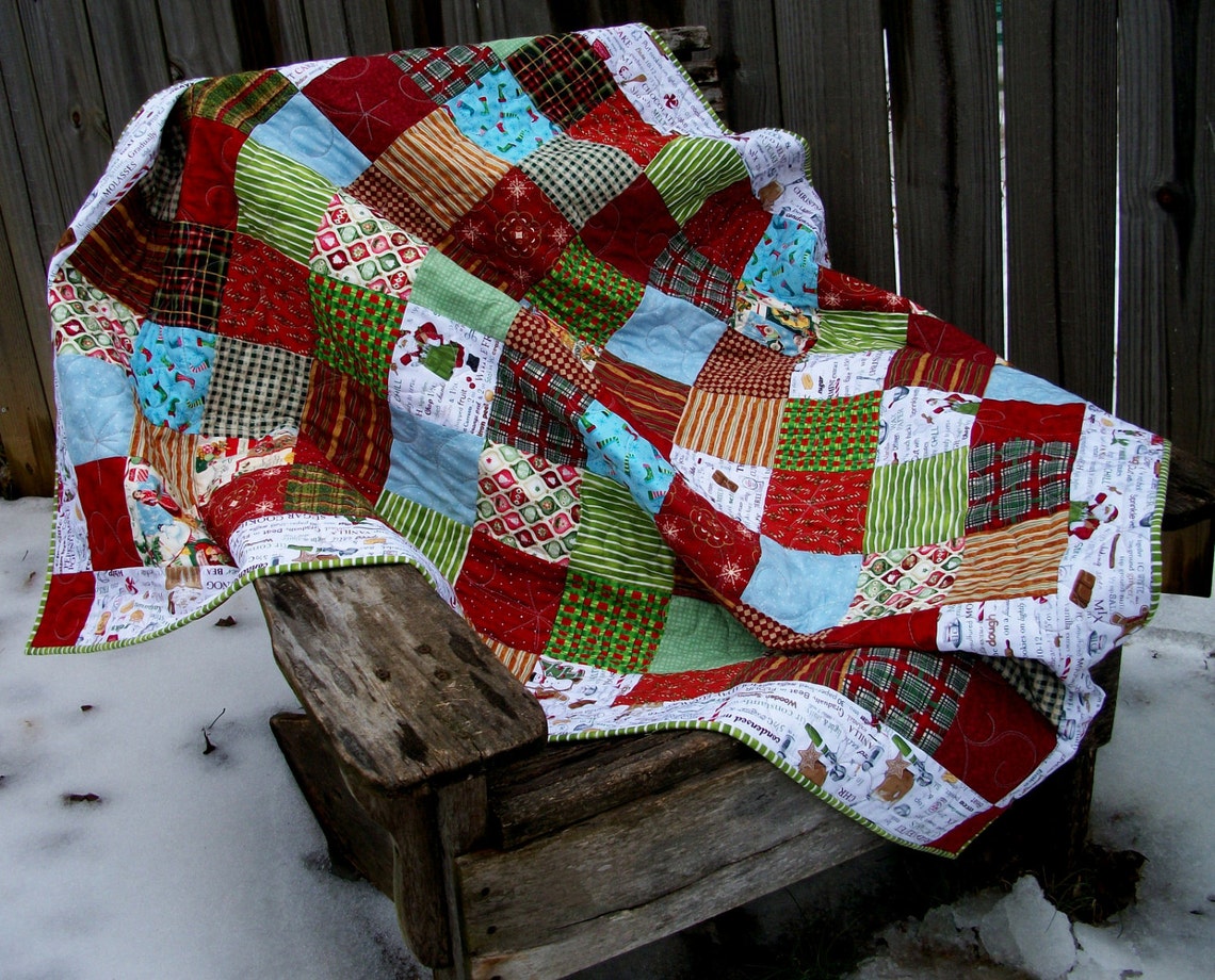Christmas Lap Quilt Christmas Baking Theme Quilted Winter Etsy