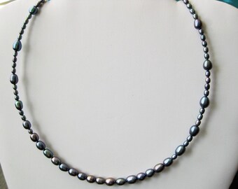 Something Blue - graduated pearl and silver necklace