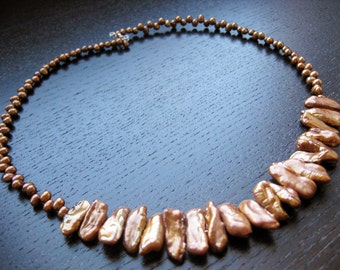 Bronze pearl mix necklace