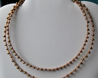 Flame and bronze freshwater cultured pearl necklace