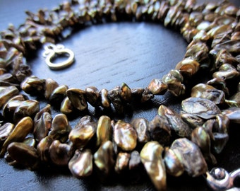 Moss green keishi pearl necklace