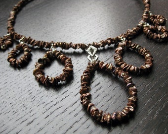 Chocolate-taupe brown freshwater cultured keishi pearl necklace