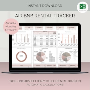 Airbnb Income & Expense Tracker Spreadsheet | Rental Property Profit Tracker Excel | Vacation Rental Bookkeeping Sheet