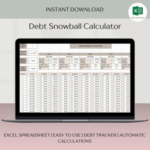 Hoja de cálculo de Excel para el seguimiento del pago de deudas / Calculadora de bola de nieve de deudas / Planificador para liberarse de deudas / Pago de tarjetas de crédito / Calculadora de avalancha de deudas