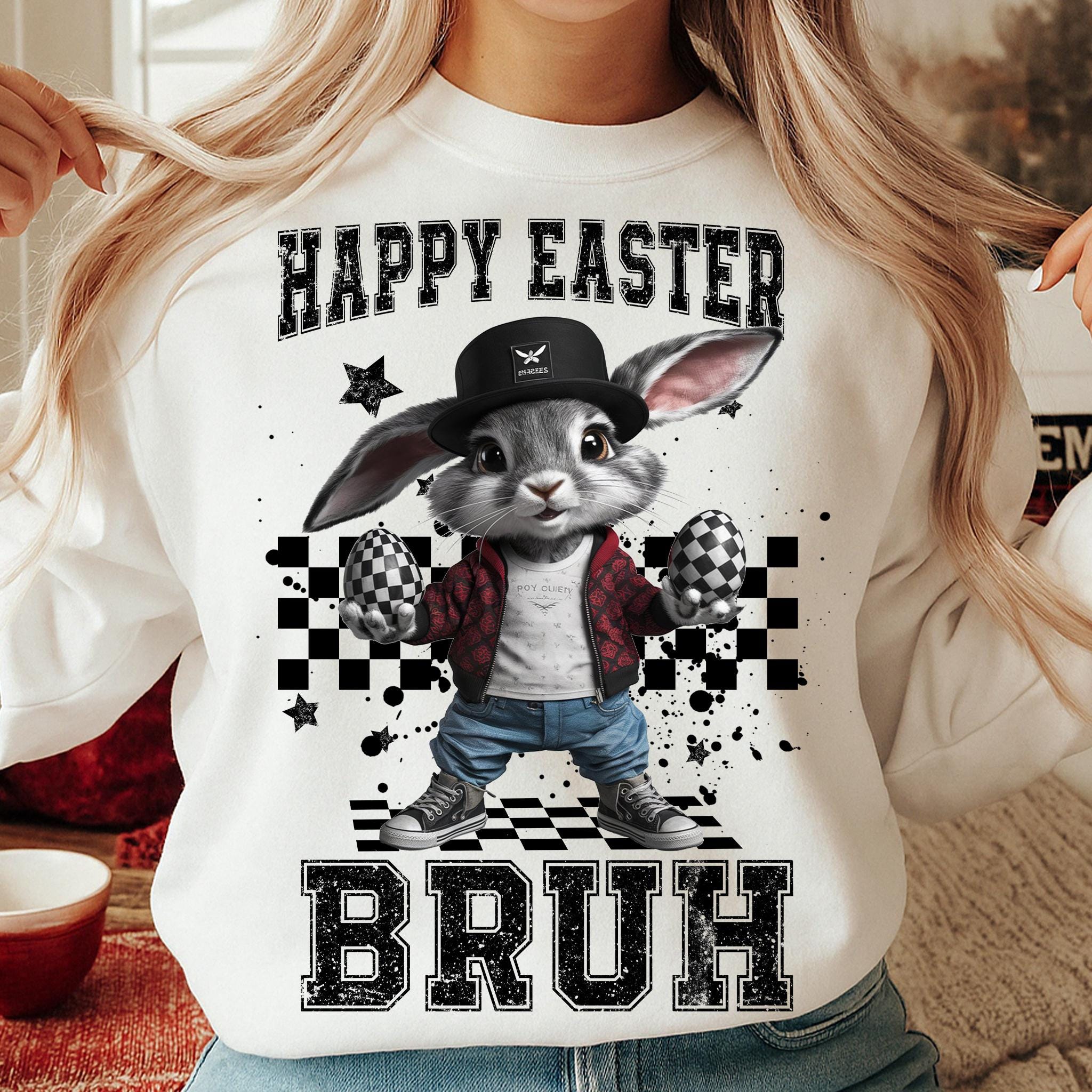 Checkered Happy Easter Bruh png, Happy Easter png, Retro Easter png, Kids Easter png, Boy Easter png, Toddler Easter png, Png Sublimation