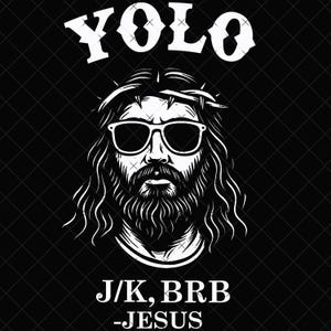 Comfort Colors YOLO JK Jesus Png, Trendy Cool Jesus Png, Vintage Looking Washed Png, Viral Jesus Png, Cool Jesus With Sunglasses