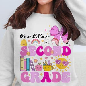 Hello Second Grade PNG: Preppy Coquette Bow Design (Digital Download