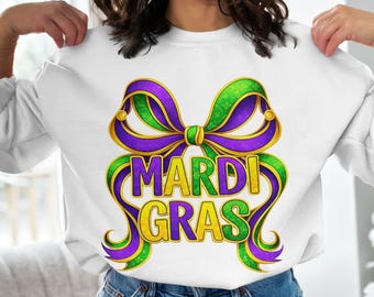 Preppy Mardi Gras Png, Mardi Gras Png, Mardi Gras Coquette Bow Png, Louisiana Festival Png, New Orleans Carnival Png, Fat Tuesday Png