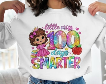 100 Days of School Png, Little miss 100 Days Smarter, 100 Days Smarter png, Little Miss Png, Teacher Png, Glitter 100 Day  Png