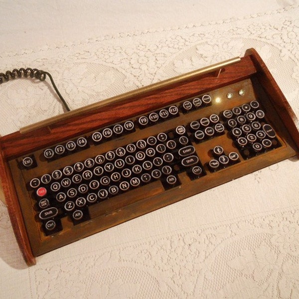 Antique looking -IBM Clicky Keyboard-Victorian Steampunk- Rusty Styling- Typewriter - Recycled, Rebuilt, Custom Built and Restored