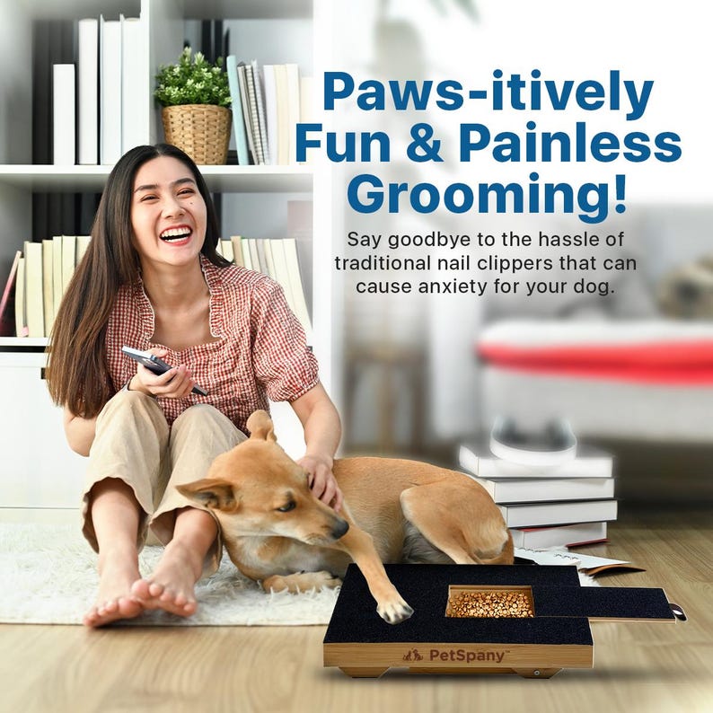 Bamboo Dog Nail Scratch Board With Treat Box | Stress-free Grooming ...