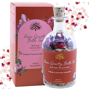 Sal de Banho de Quartzo Rosa | Banho de Aromaterapia Rejuvenescedor | Clareamento da Pele e Renovação Celular | 100% Natural, Feito à Mão no Canadá | 130g
