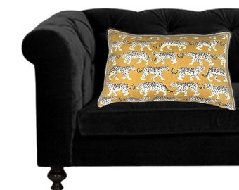 Gold Black and Ivory Cheetah Print Decorative Kidney / Lumbar Pillow