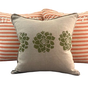 Succulent Cactus Print Linen Pillow image 1