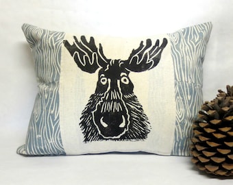 Moose Pillow - Woodland Moose Pillow - Your Choice Of Wood Grain Color /Gift /s Day Gift