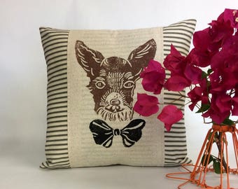 Chihuahua Decorative Pillow - Chihuahua Print Decorative Pillow, Chihuahua Face Print, Birthday Gift Idea