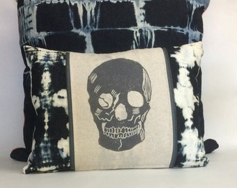 Skull Pillow - Skull Decor - Throw Pillow - Home Decor - Housewarming Gift - Man Cave - Unique - Skull Shibori Cushion - Tie Dye Pillow