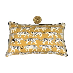Gold Black and Ivory Cheetah Print Decorative Kidney / Lumbar Pillow
