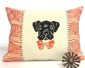 Orange Tribal Print Kidney Pillow Boxer Dog, Rescue Dog / Dog Mom Gift / Dog Dad Gift / Birthday Gift Idea