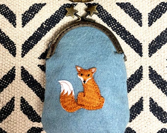 Hand Crafted Coin Purse/ Embroidery Fox Coin Purse / Gifts for Her